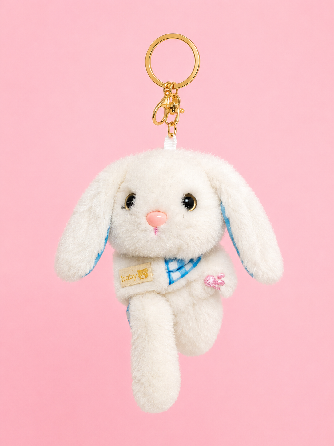bunny blue Fluffy Bunny Plush Keychain - Image 1