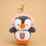 Pink Plush Penguin Bag Charm Keychain