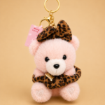 Pink Plush Teddy Bear Bag Charm & Keychain