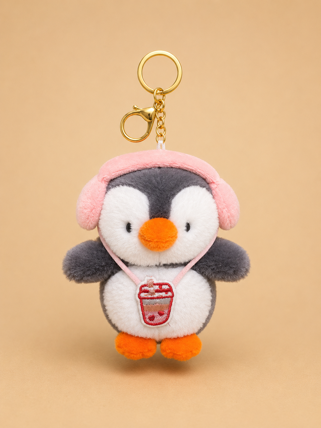Pink Plush Penguin Bag Charm Keychain