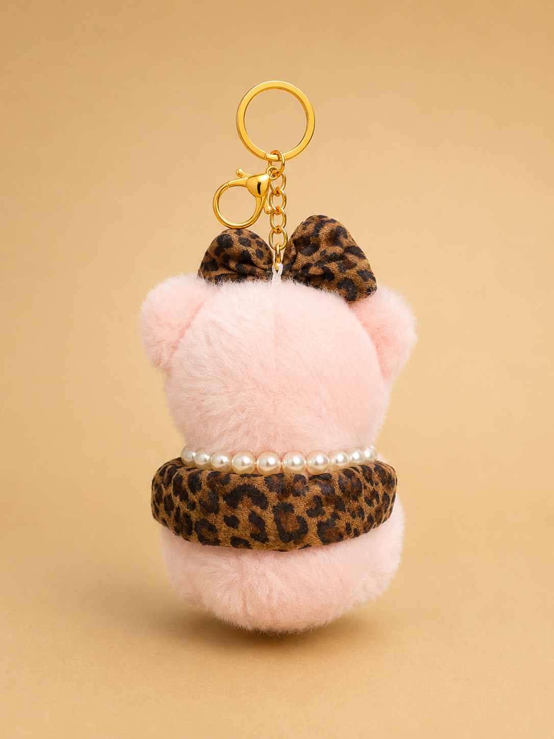 Pink Plush Teddy Bear Bag Charm & Keychain - Image 2