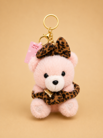 Pink Plush Teddy Bear Bag Charm & Keychain